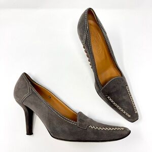 Tods Gray Whipstitch High Heel Pumps